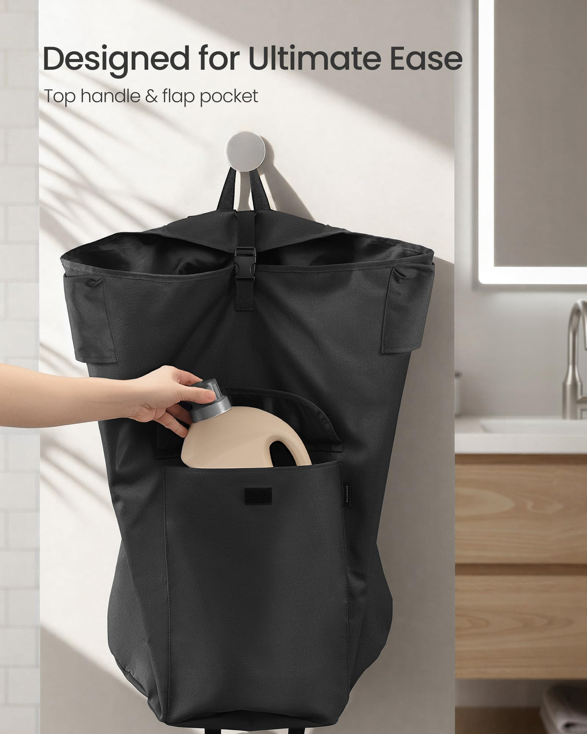 SONGMICS top handle makes hanging or carrying easier.