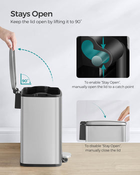 Songmics trash bin includes 15 bags for immediate setup.