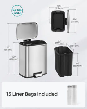 Songmics lid stays open at 90 degrees for easy disposal.