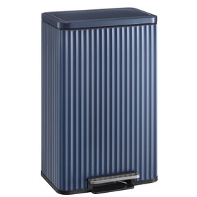 SONGMICS 13-gallon trash can with pedal lid in midnight blue for hands-free use.