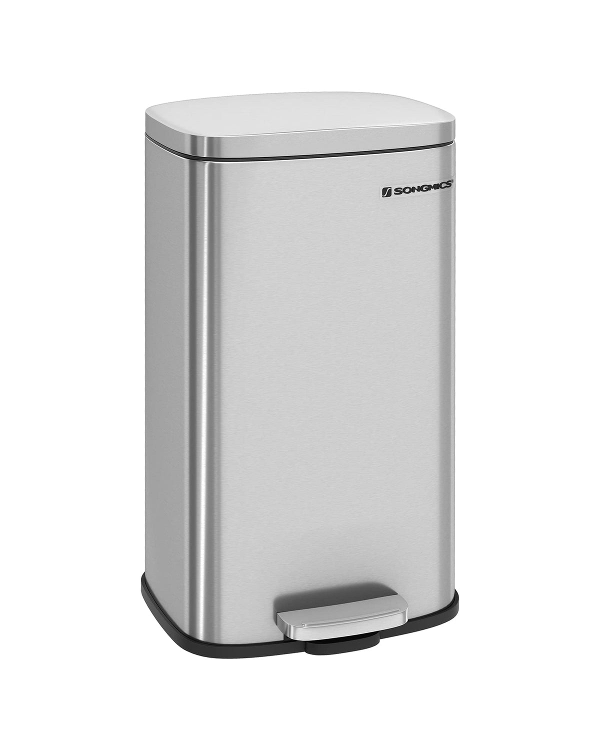SONGMICS 8-gallon trash can with step pedal for hands-free disposal.