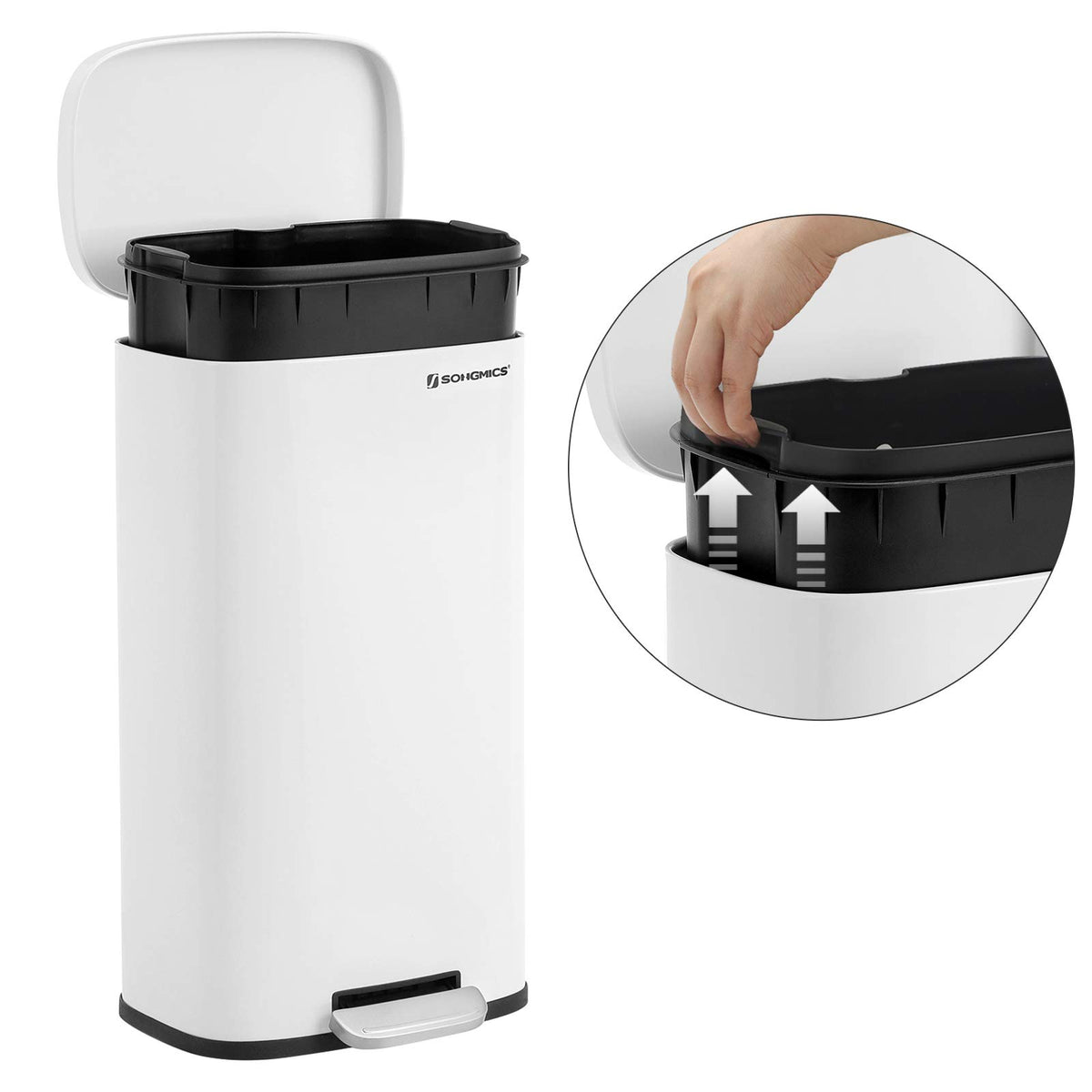 Songmics back hole design helps secure bag edges in place.
