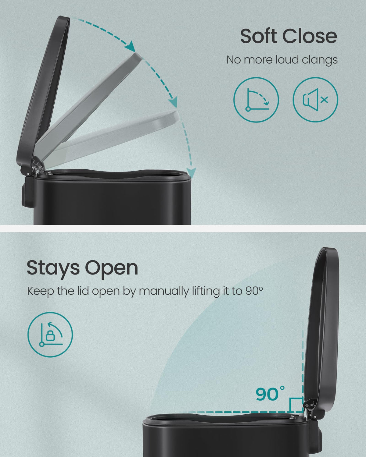 Songmics built-in handle makes moving the can easy and stable.