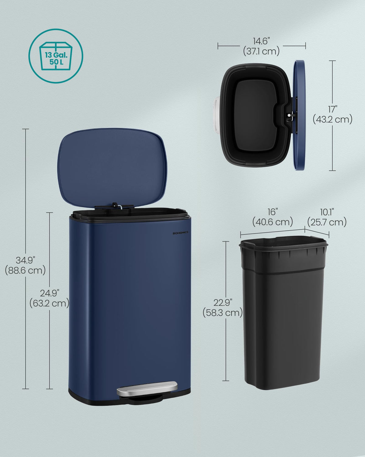 Songmics built-in handle makes moving the bin easy
