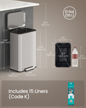 SONGMICS hands-free pedal operation enables convenient waste disposal.