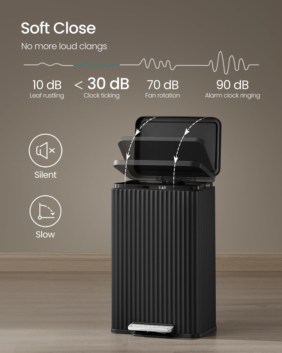 SONGMICS ink black 13-gallon capacity suited to busy kitchens