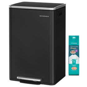 SONGMICS ink black trash can with soft-close lid for quiet operation