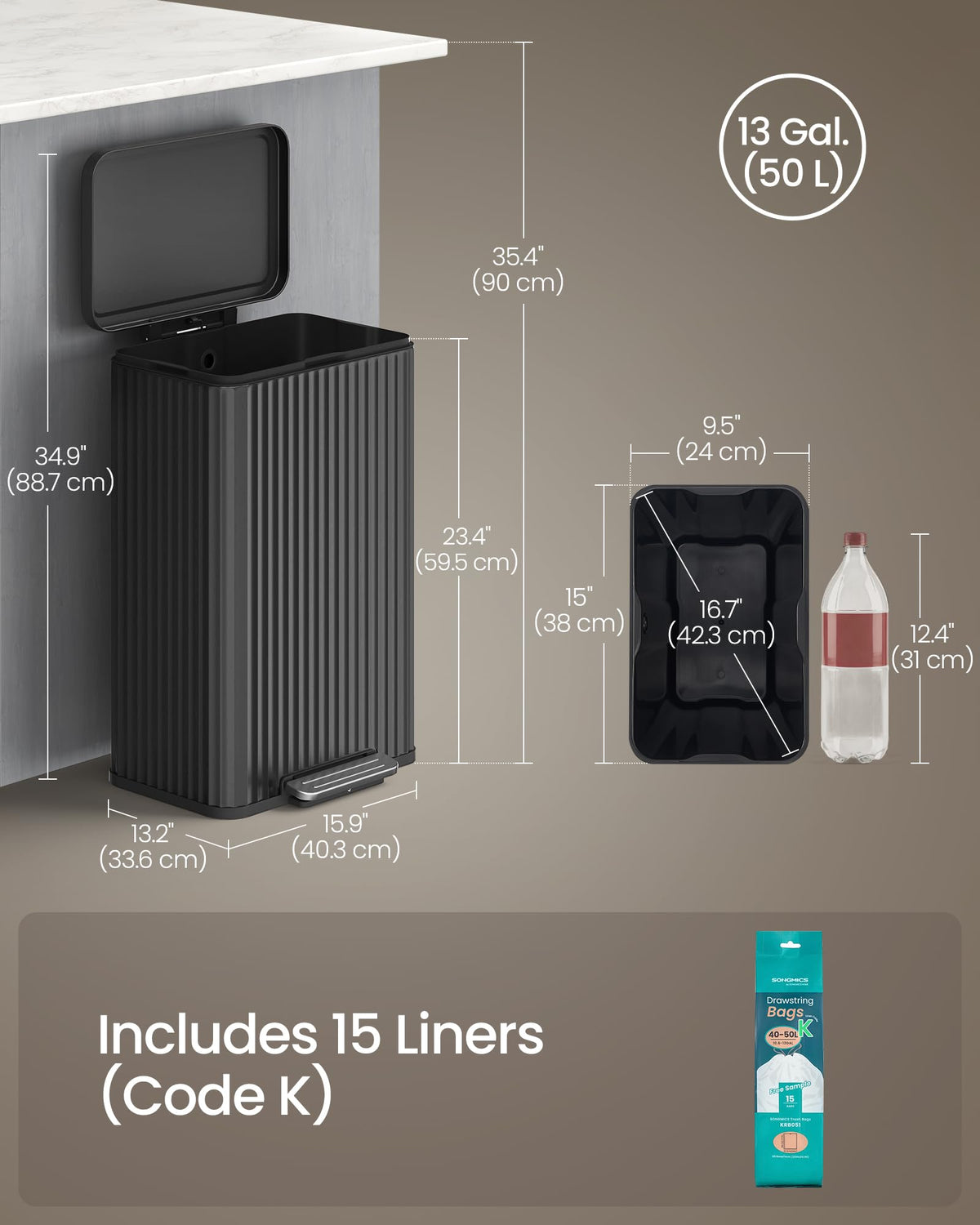 SONGMICS ink black includes starter bags for immediate use