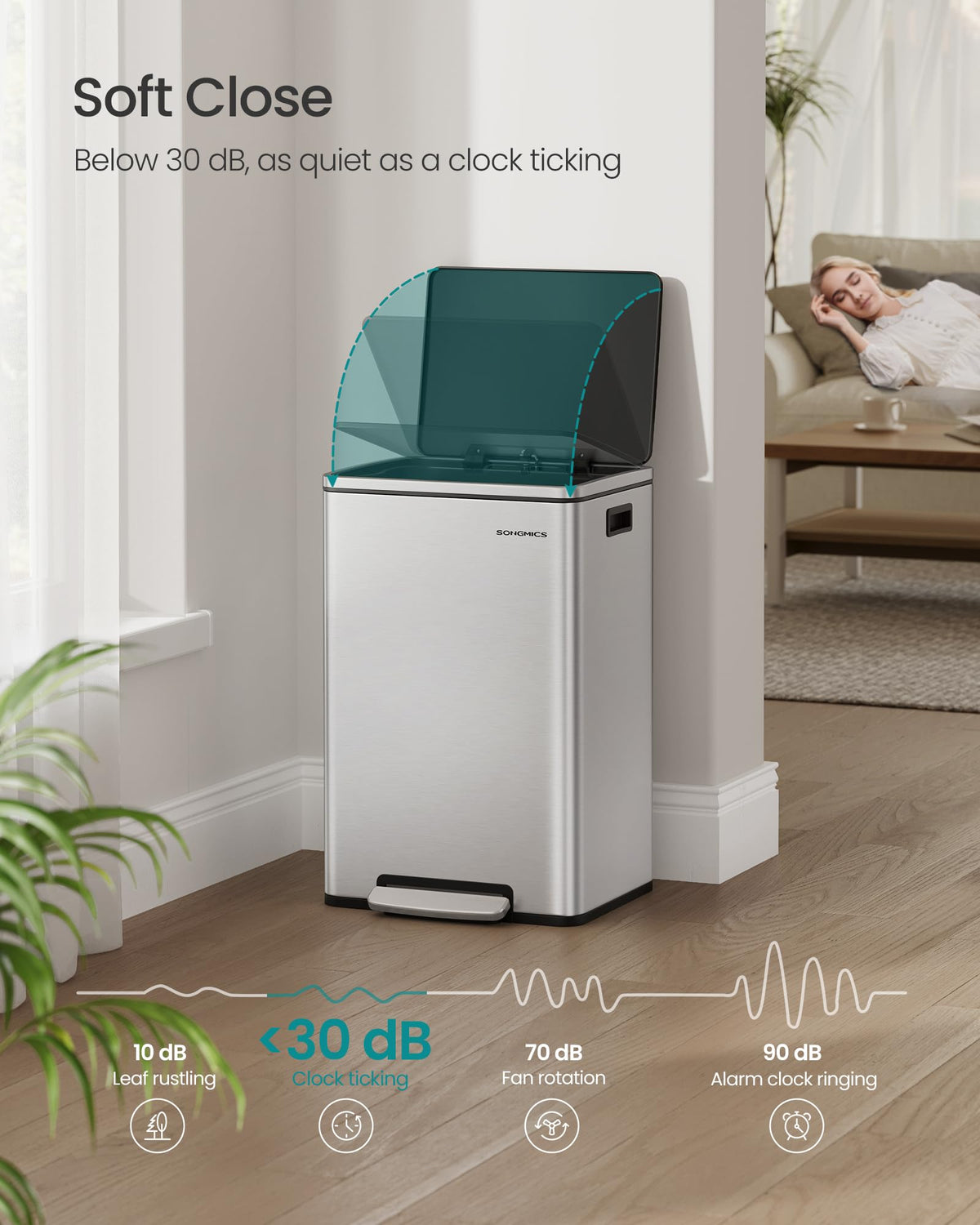 SongMics inner bucket with side handles for easy emptying and mess-free maintenance.