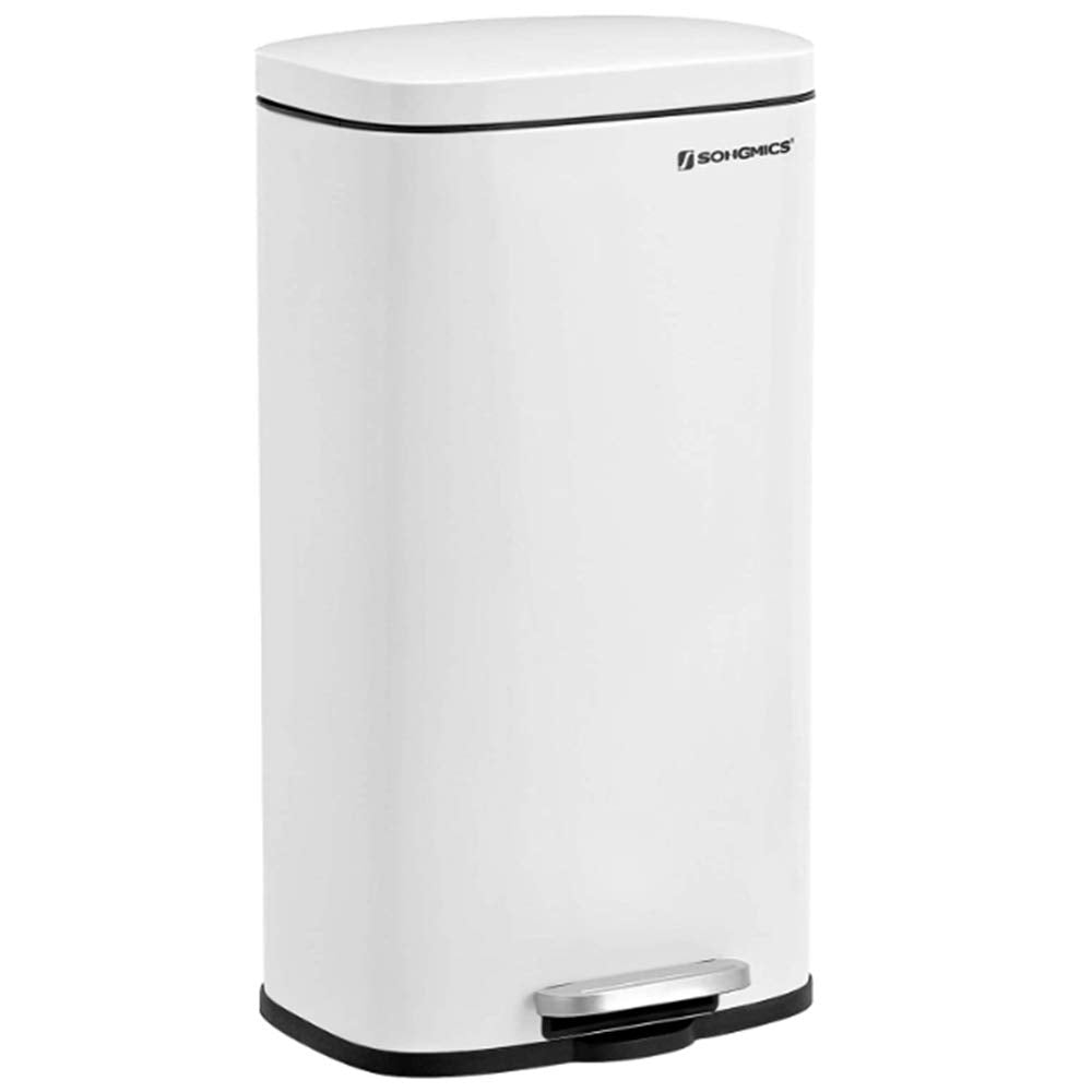 Songmics 8-gallon trash can with pedal lid for hands-free waste disposal.