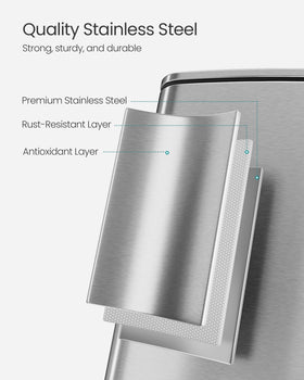 SONGMICS lid stays open at 90 degrees for convenient waste disposal.