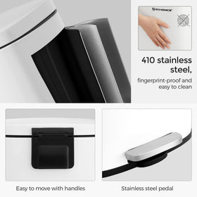 Songmics slim kitchen bin shape fits tight spaces gracefully.