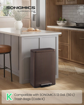 SONGMICS stainless steel trash can with soft-close lid for quiet operation