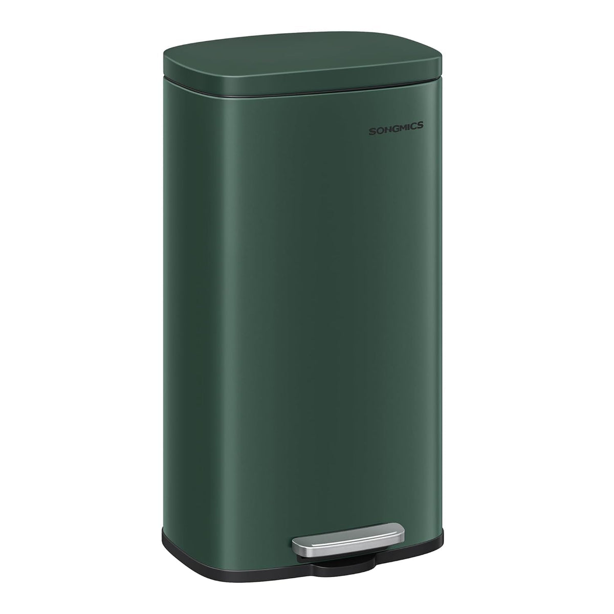 Songmics 8-gallon trash can front view with space-saving design for kitchens.