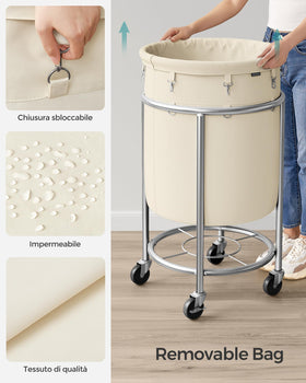 SONGMICS dual braking wheels provide stable placement during use.