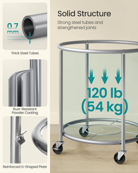 SONGMICS two-locking-wheels design ensures stable placement during transfers.