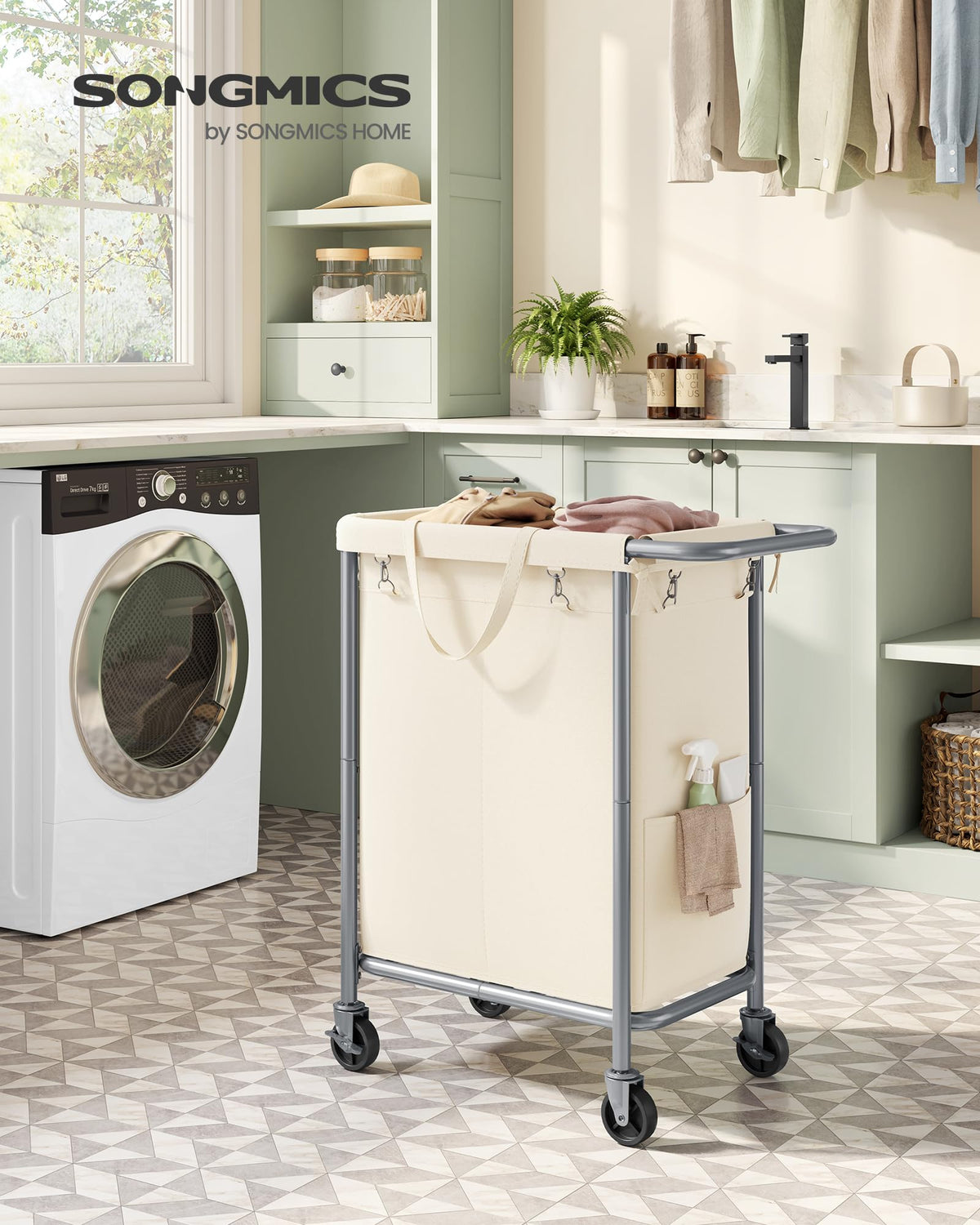 SONGMICS two-section hamper with sorting compartments for organized laundry