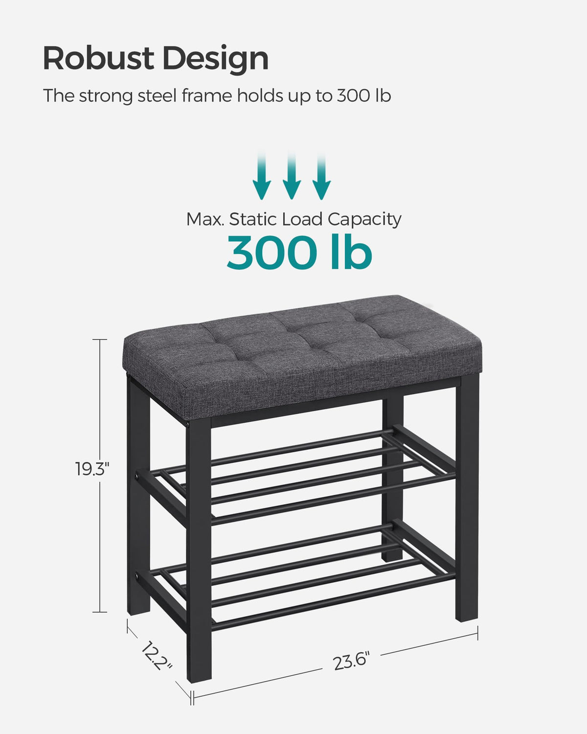 SONGMICS two-tier storage holds six pairs, organized footwear.