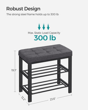 SONGMICS two-tier storage holds six pairs, organized footwear.