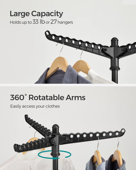 SONGMICS ullr510b01 27-piece capacity supports towels and outfits in one go.