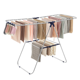 SONGMICS ULLR52BU drying rack with 24 rods handles large laundry loads efficiently.