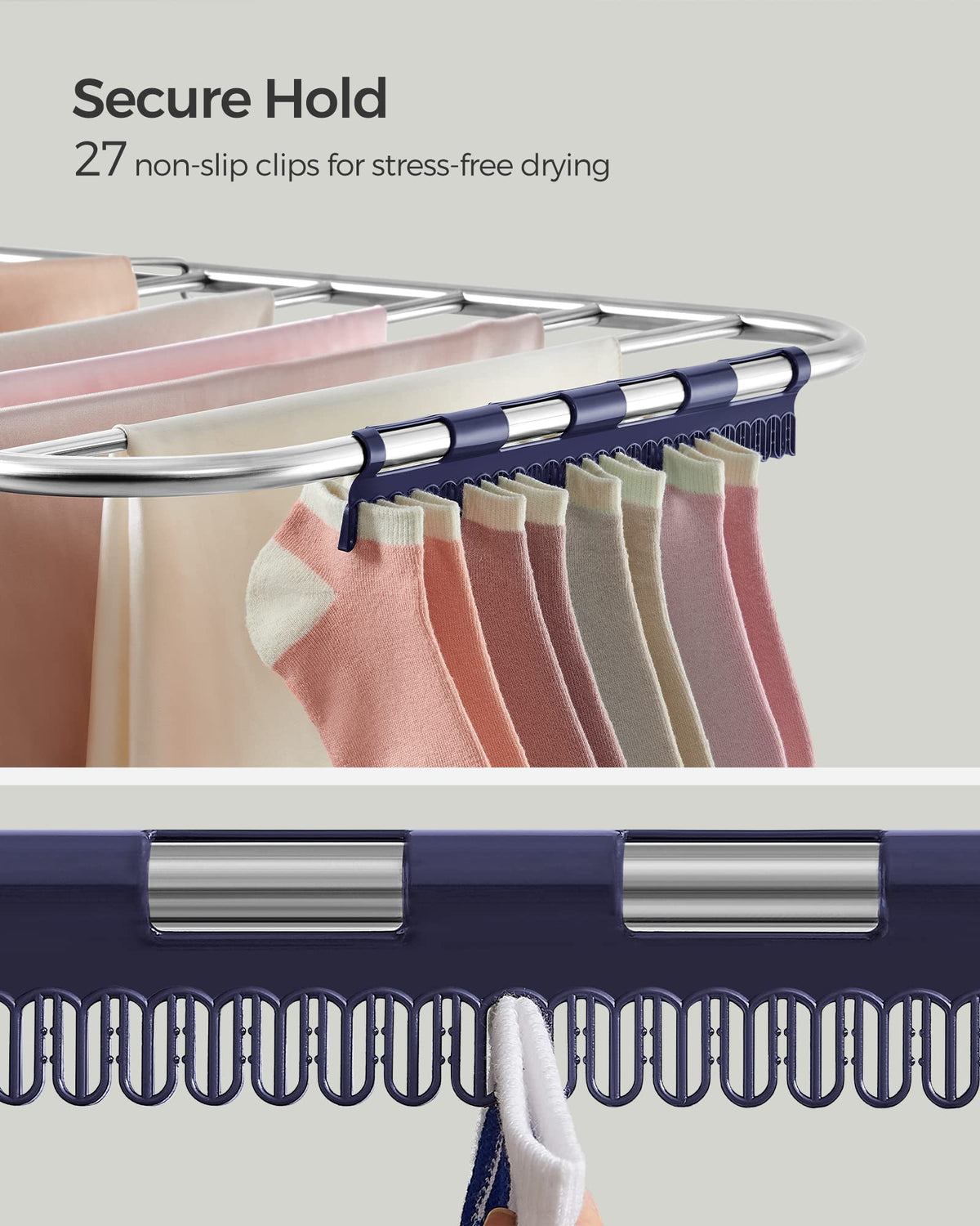 SONGMICS ULLR52BU rust-resistant steel tubes support up to 55 lb.