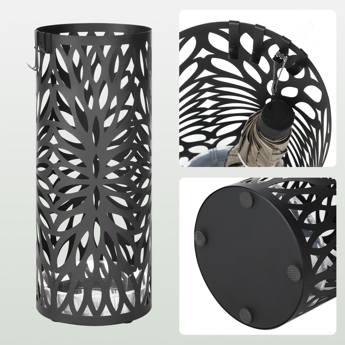 Dimensions of Songmics umbrella stand: 6.7-inch diameter and 16.1-inch height