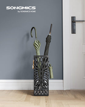Songmics umbrella stand with detachable drip tray for easy cleaning