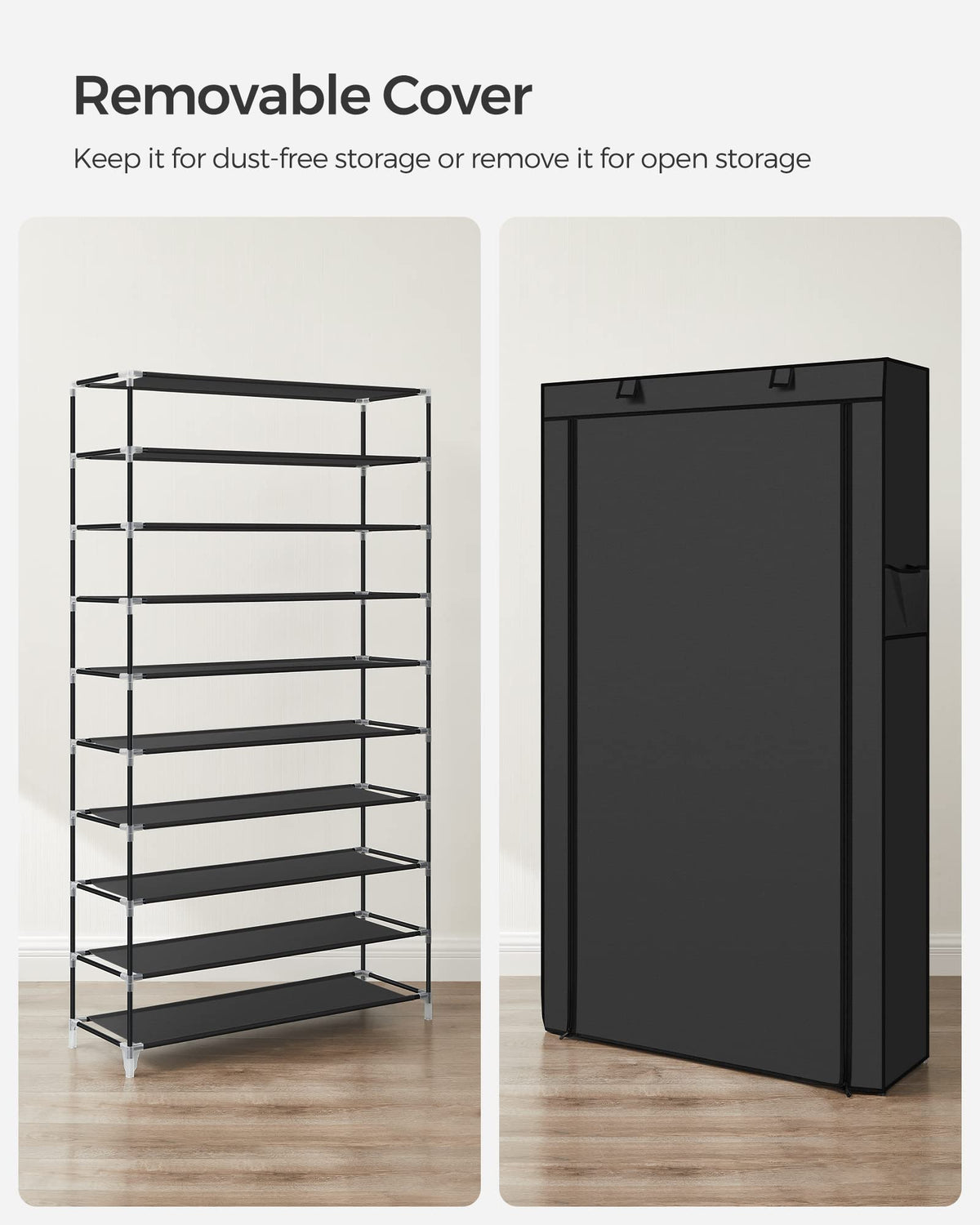 SONGMICS URXJ36HV1 spacious capacity keeps 40-50 pairs organized.