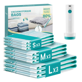 Songmics vacuum storage bag pump close-up highlighting powerful suction for fast sealing