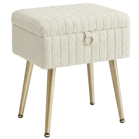 SONGMICS vanity stool in cappuccino beige with faux fur, inviting comfort during grooming sessions.