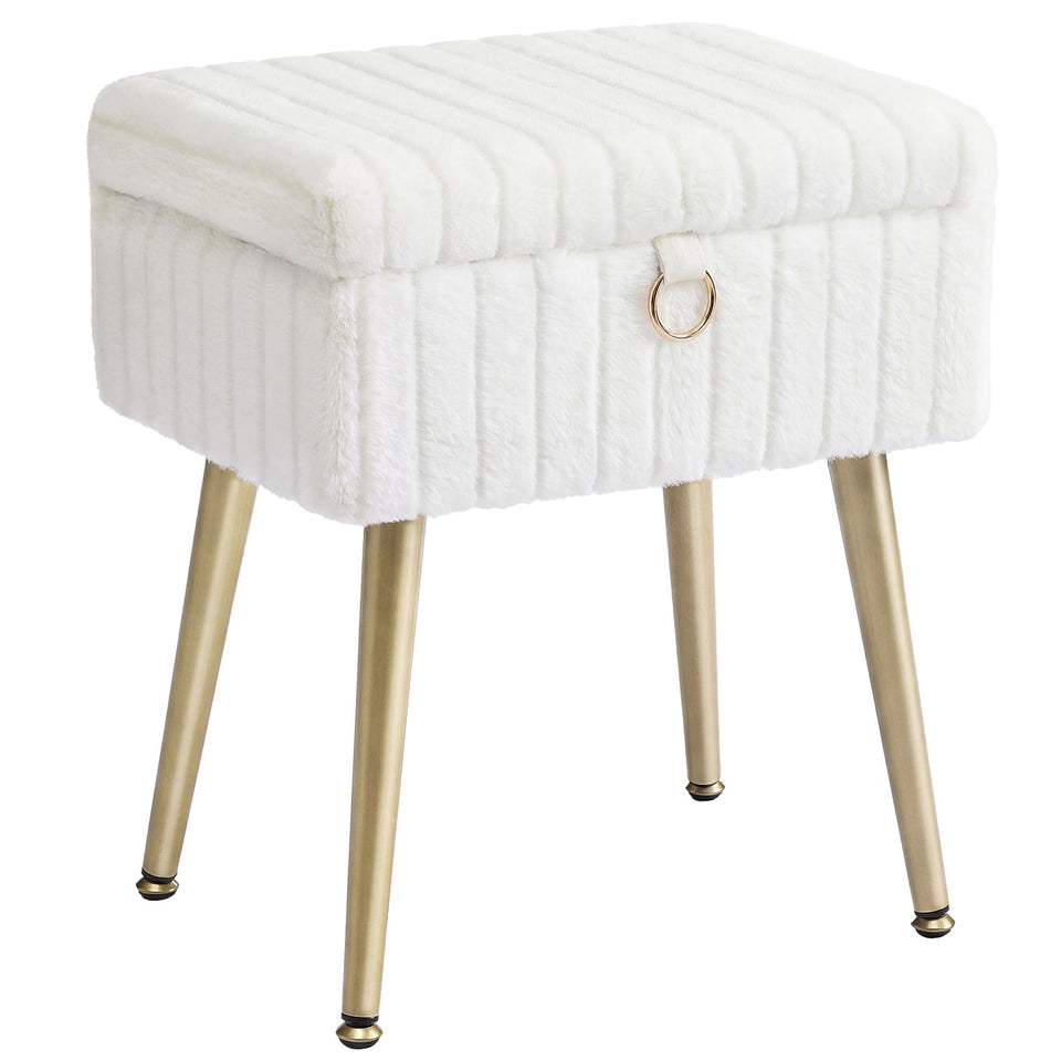 SONGMICS vanity stool with faux fur surface for plush makeup comfort
