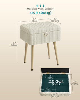 SONGMICS vanity stool large seat fits under most vanities for easy storage.