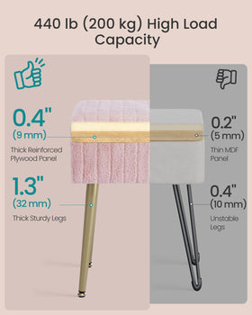 SONGMICS vanity stool offers a large seat for comfortable vanity seating.