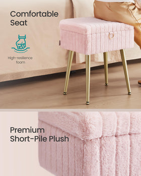 SONGMICS vanity stool removable dividers create three customizable sections for cosmetics.