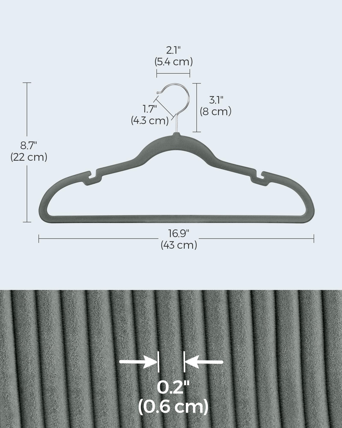 Songmics velvet hangers 50-pack sturdy ABS construction supports up to 11 lb.