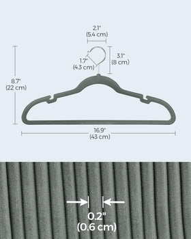 Songmics velvet hangers 50-pack sturdy ABS construction supports up to 11 lb.