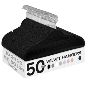 SONGMICS velvet hanger 50-pack keeps outfits organized and secure.
