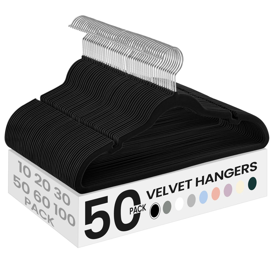 SONGMICS velvet hanger 50-pack keeps outfits organized and secure.