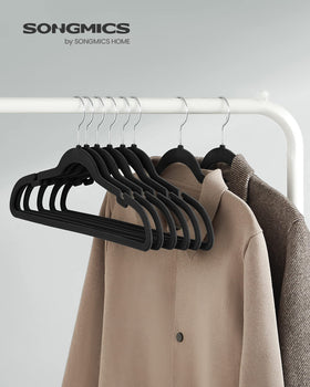 SongMics velvet hanger anti-slip surface keeps silky garments in place.
