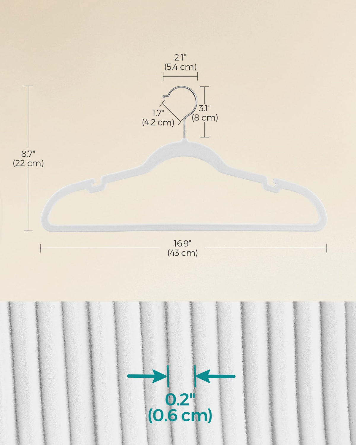 Songmics Velvet Hangers use durable ABS for long lasting use.