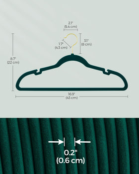 SongMics forest green velvet hangers create cohesive closet look.