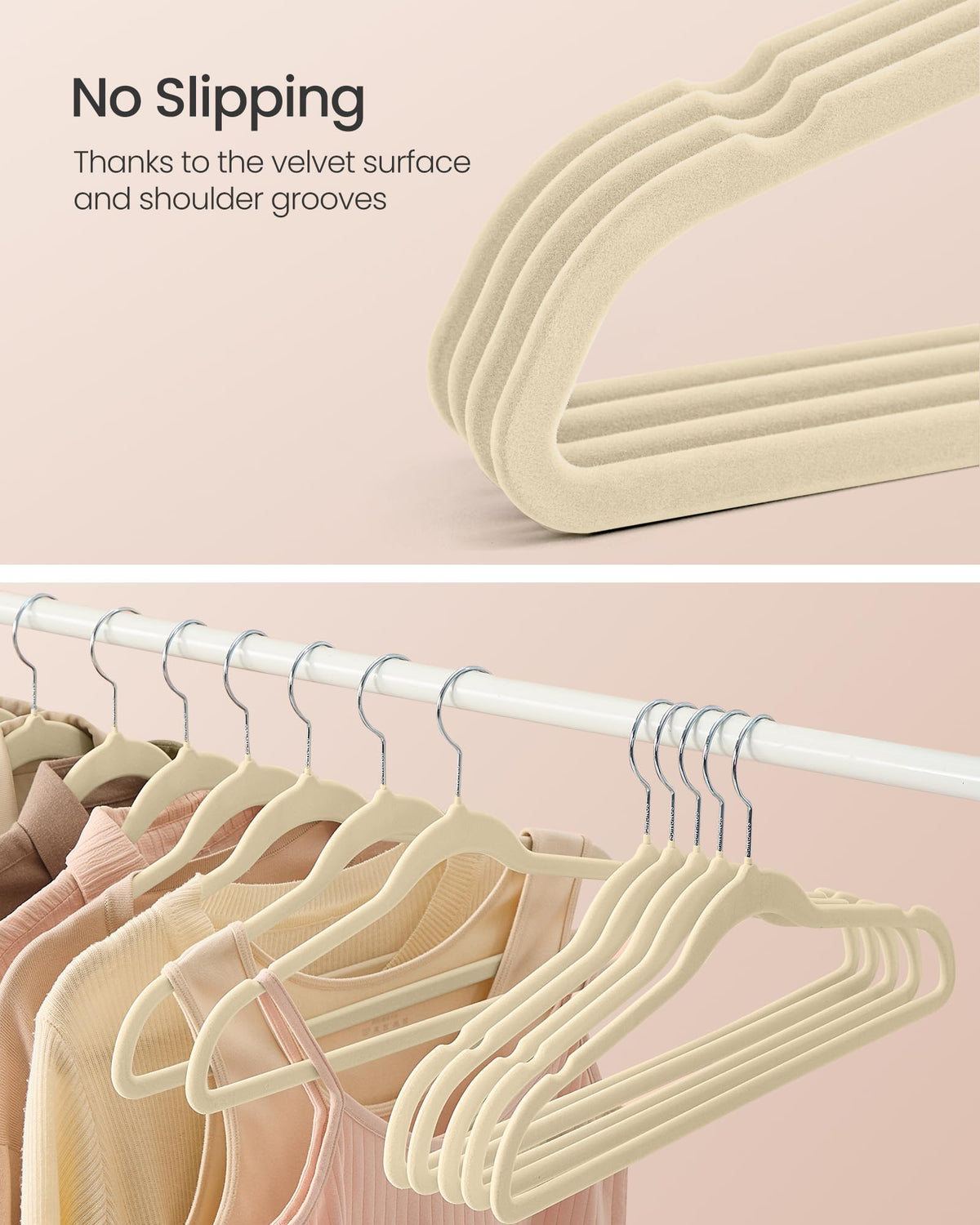 SongMics velvet hangers non-slip velvet surface keeps delicate fabrics in place.