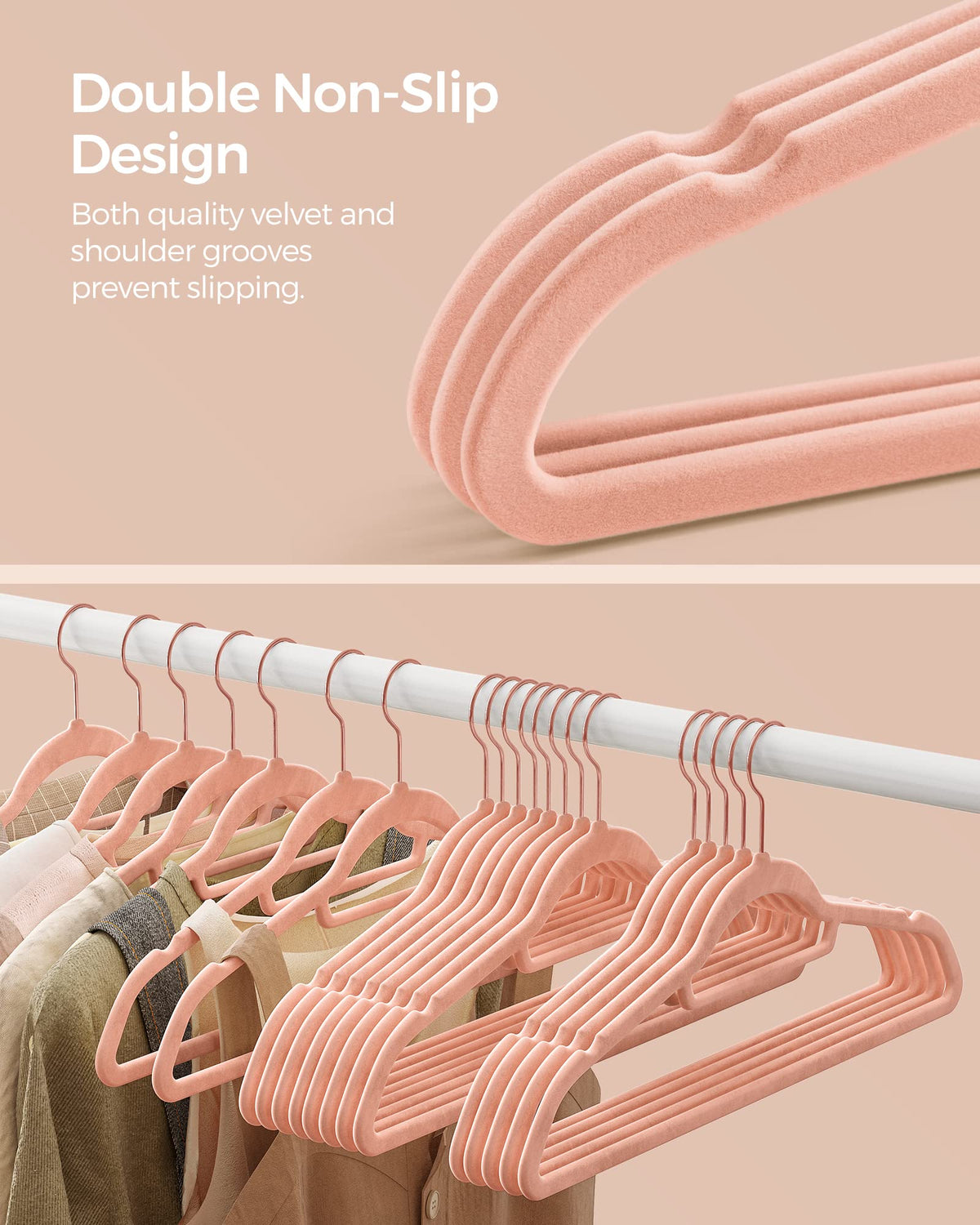 SONGMICS velvet hangers non-slip texture prevents clothes from sliding