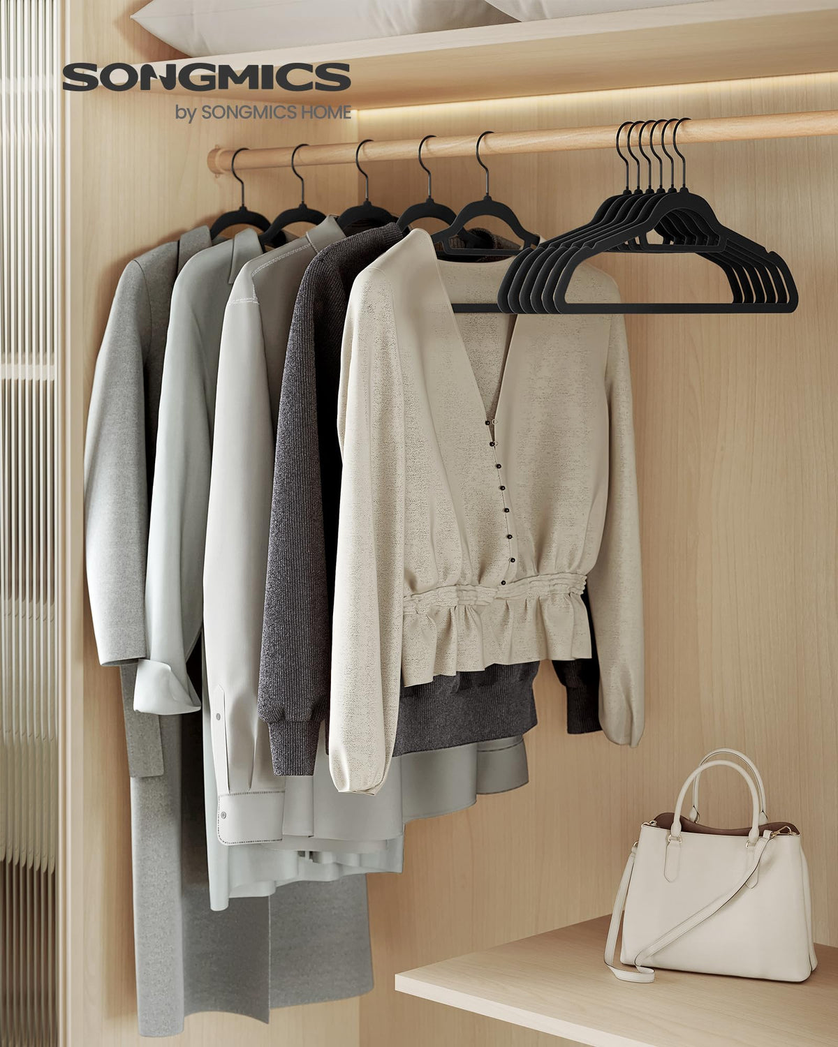 Songmics velvet hangers with notches to grip camisoles and delicate straps.