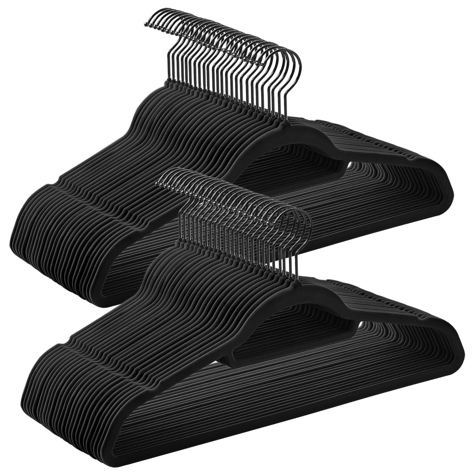 Songmics velvet hangers set of 50 with non-slip velvet surface keeps clothes secure.