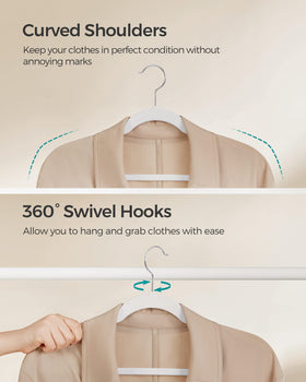 Space-saving design reduces closet bulk while keeping outfits neat.