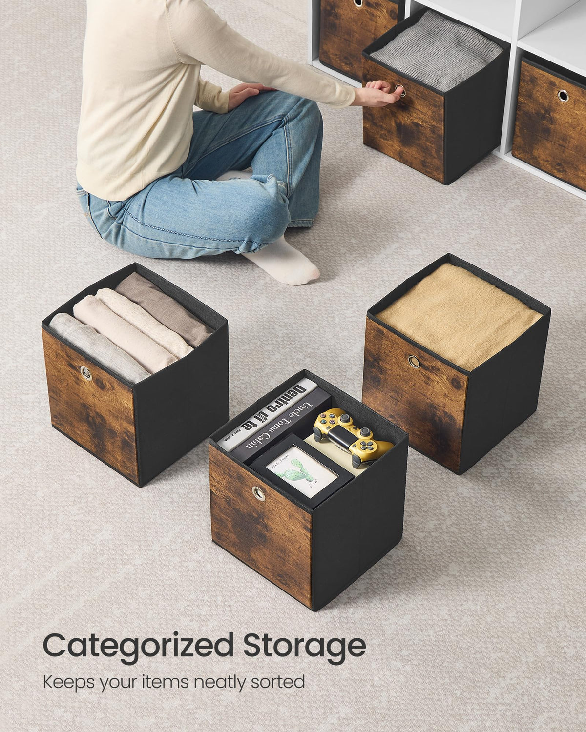 SONGMICS vintage-inspired design adds rustic charm to shelves.