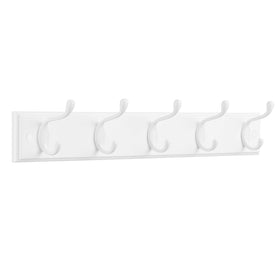 SONGMICS wall-mounted coat rack with five dual hooks, keeps coats organized and accessible in entryways.