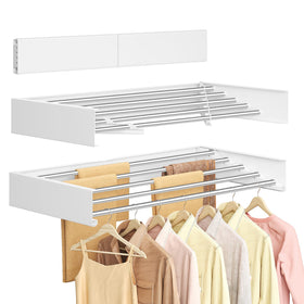 SongMics wall-mounted drying rack with five bars for space-saving indoor laundry.